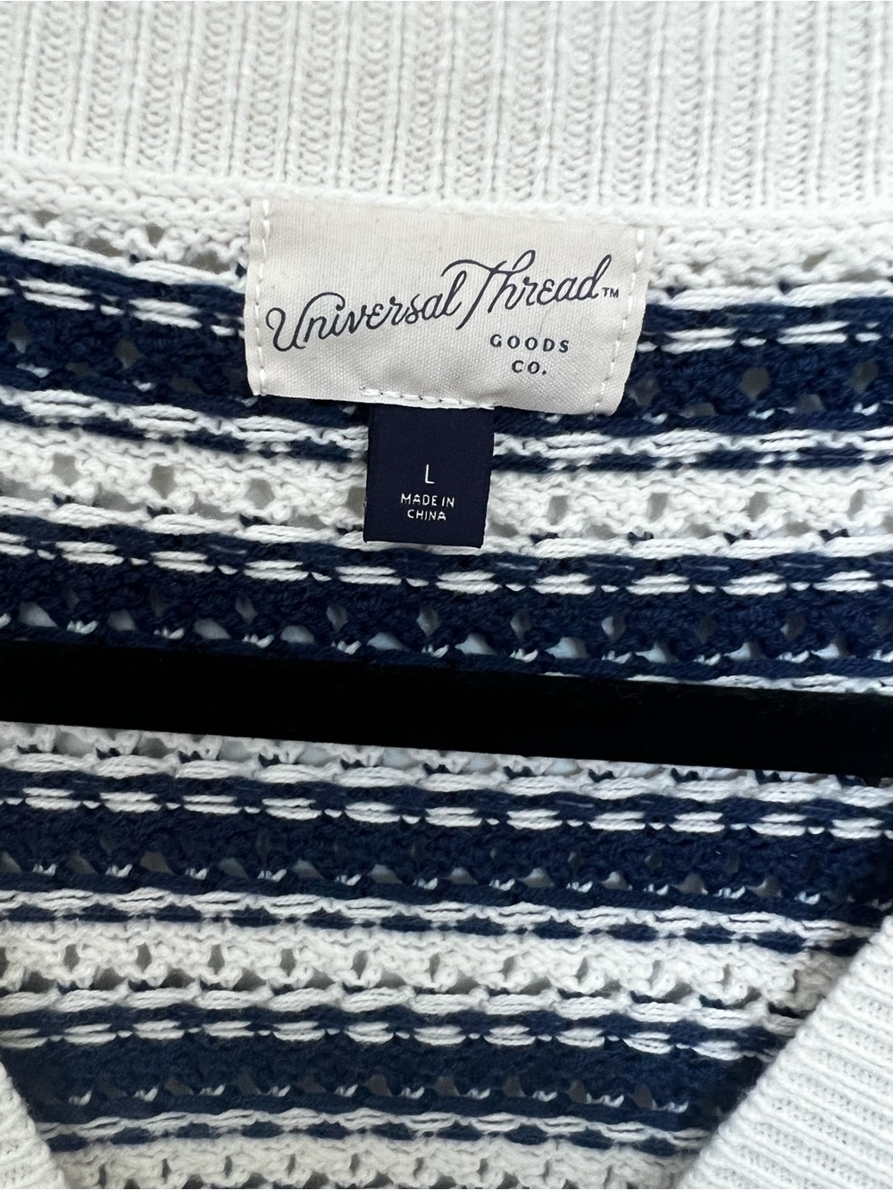 ✨NWOT✨ Universal Thread Navy & Cream Striped Crochet Cardigan - Picture 3 of 9